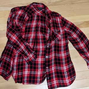 Red and silver women's flannel shirt